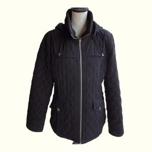 London Fog‎ Jacket Women's Siz Medium Quilted Hooded (Detach) Zippered Co…